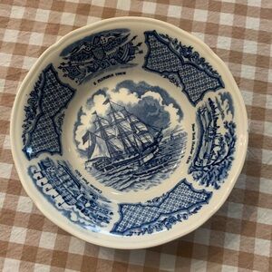 Nautical Blue and White Ceramic Bowl